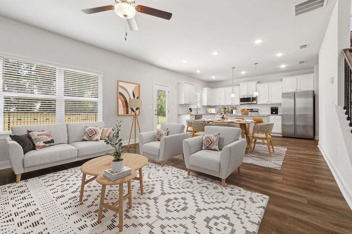 A refined living area offering a graceful view of the home's living and dining space