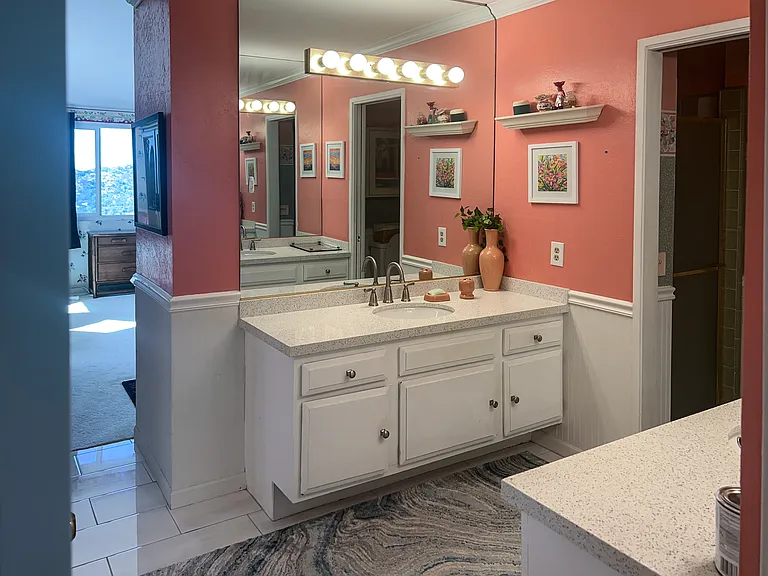 Bathroom attached to the master bedroom, two vanities