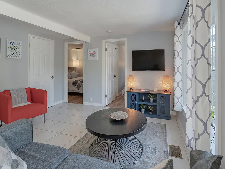 Main Living Area w/ Smart TV | Access to Bedrooms (1 & 2)