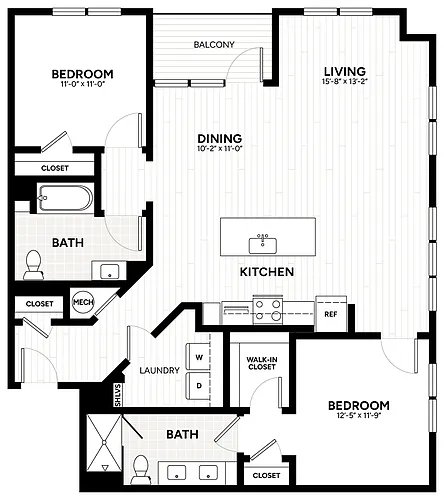 Floor plan 2 Bed/2 Bath-B12-A