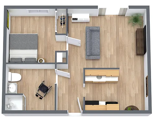 Floor plan Standard 1-Bedroom - Handicap Accessible