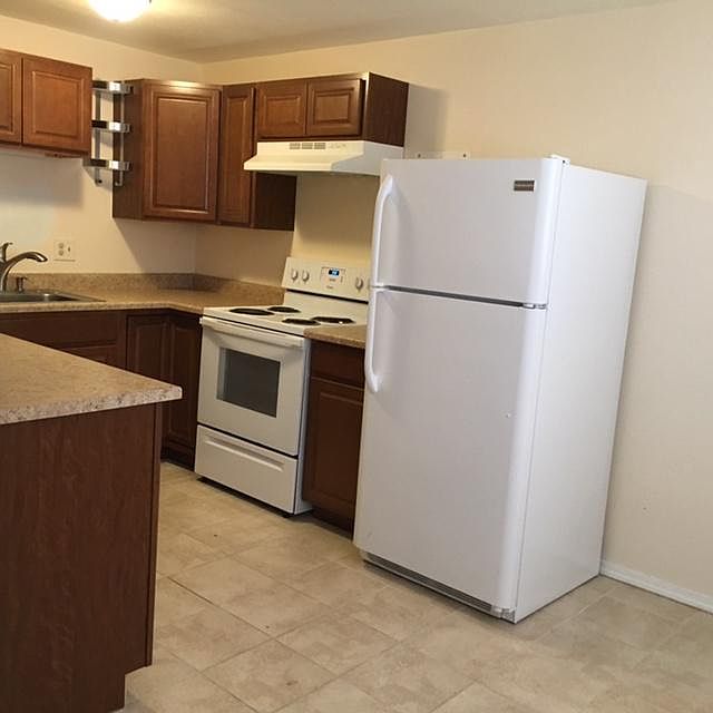 Remodeled kitchen with tile floor