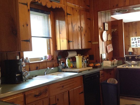 Large knotty pine kitchen.