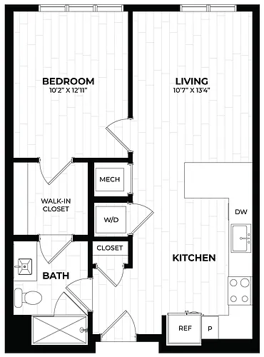 Floor plan 1 Bed/1 Bath-1.3