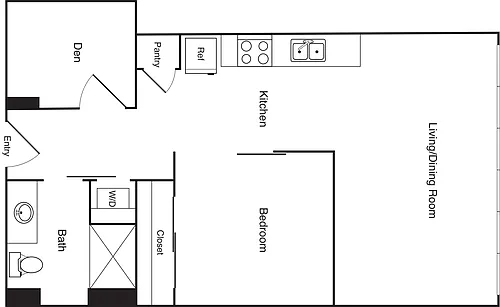 Floor plan 1x1+Den - A