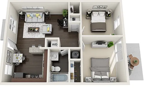 Floor plan 2 Bedroom 1 Bath 738