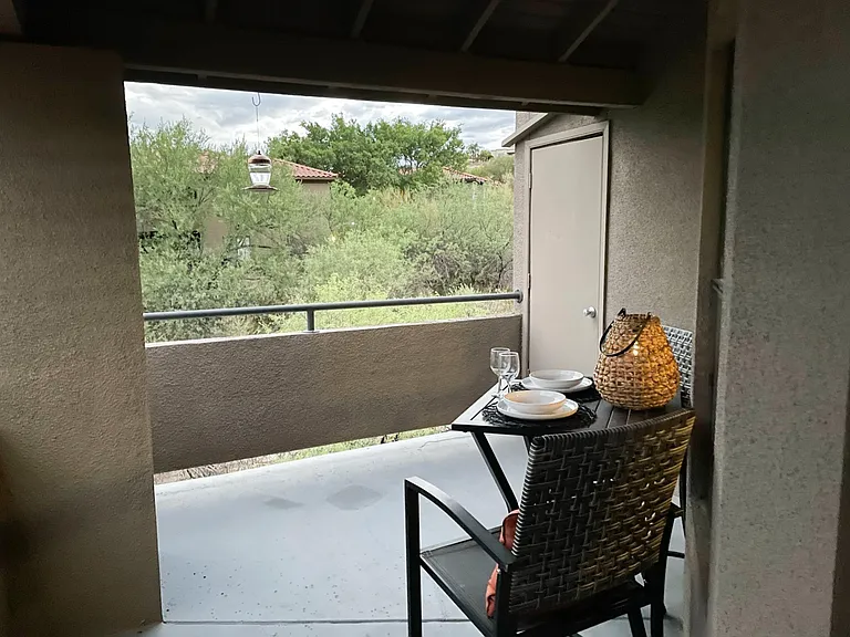 Large view deck for morning coffee and evening dinner + wine