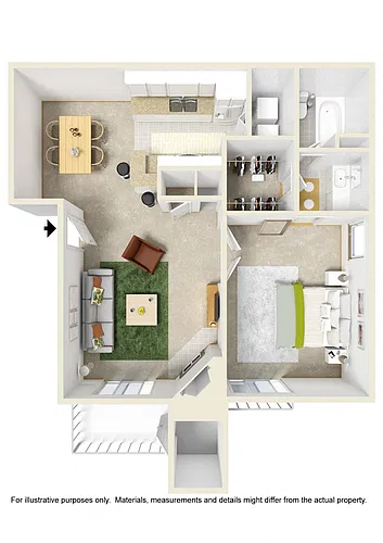 Floor plan 1 Bed 1 Bath