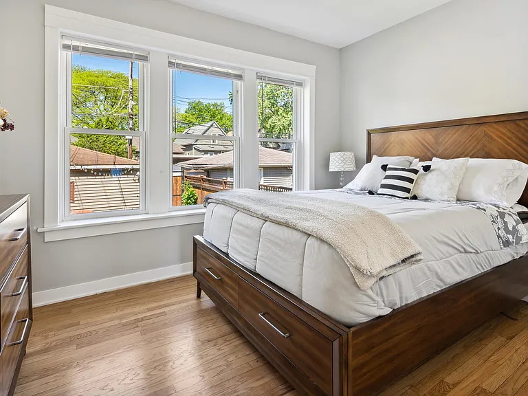 Bedroom overlooks garden