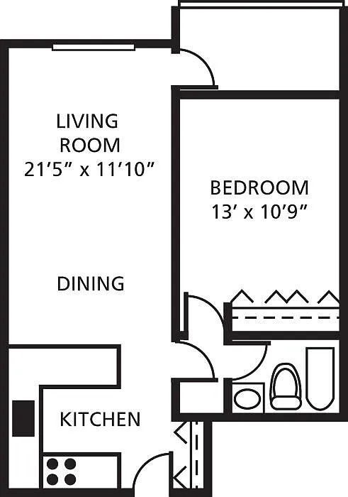 Floor plan Middlesex One Bedroom