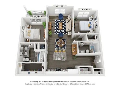 Floor plan 2 Bedroom 2 Bathroom