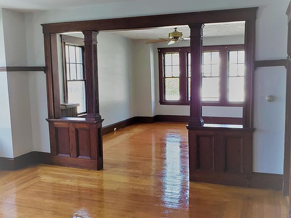 Dining room and living room from the kitchen entryway