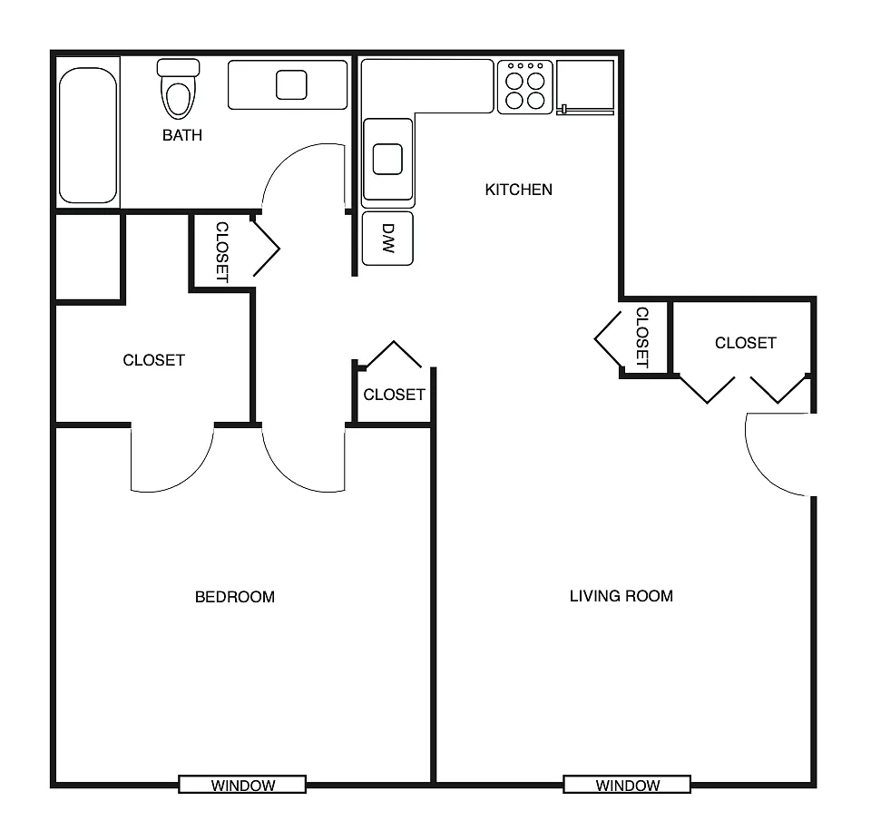 Floor plan One Bedroom Open Floorplan