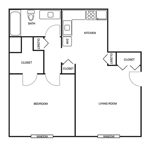 Floor plan One Bedroom Open Floorplan