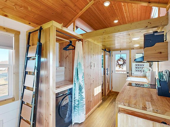 Loft Step ladder is stowed away.