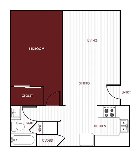 Floor plan 1 Bed | 1 Bath A