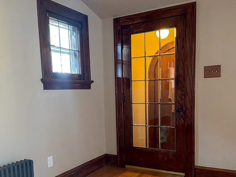 Front door, leaded glass