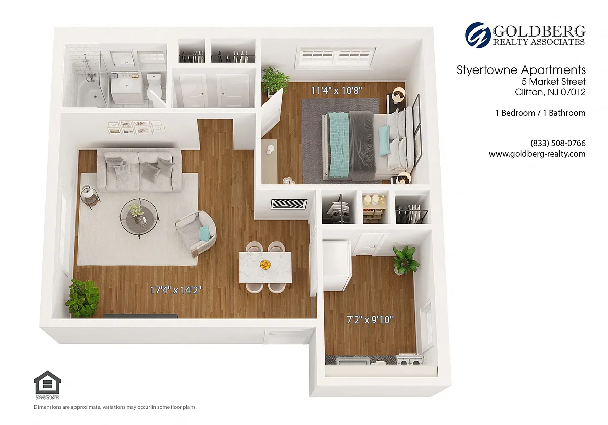 Floor plan One Bedroom Large