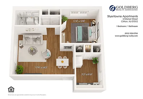 Floor plan One Bedroom Large
