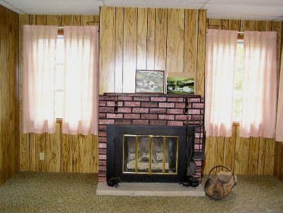Fireplace off dining room