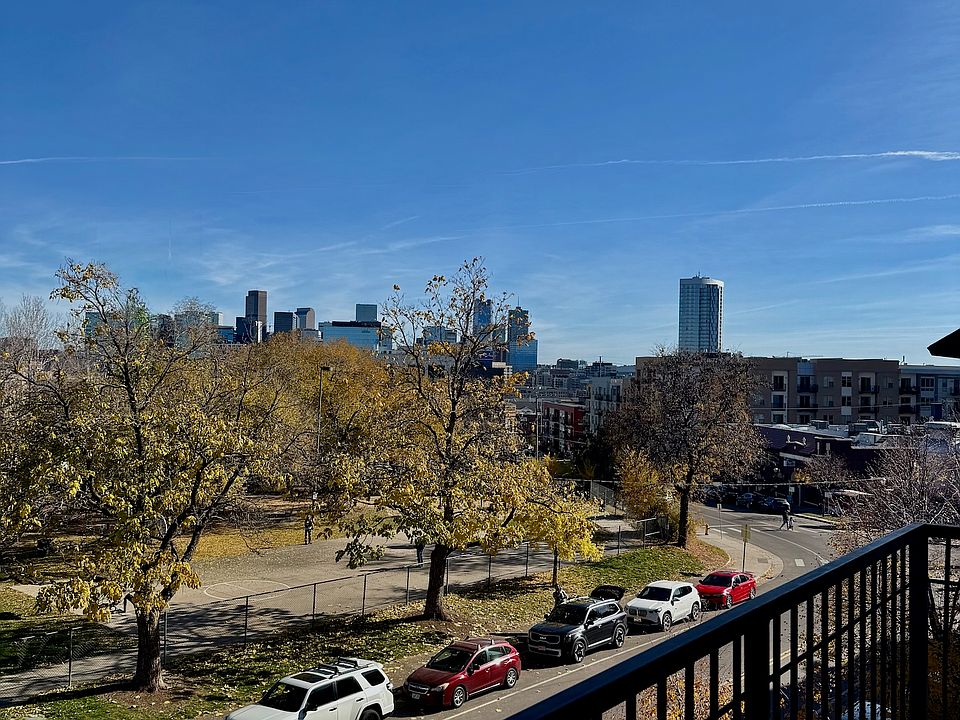 View from the balcony overlooks the Denver skyline.
