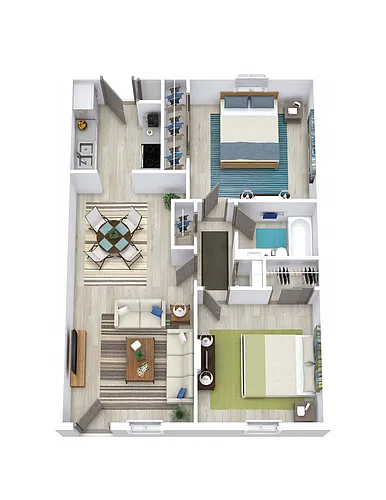 Floor plan 2 Bed 1 Bath 800
