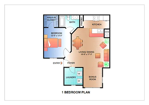 Floor plan One Bedroom One Bath