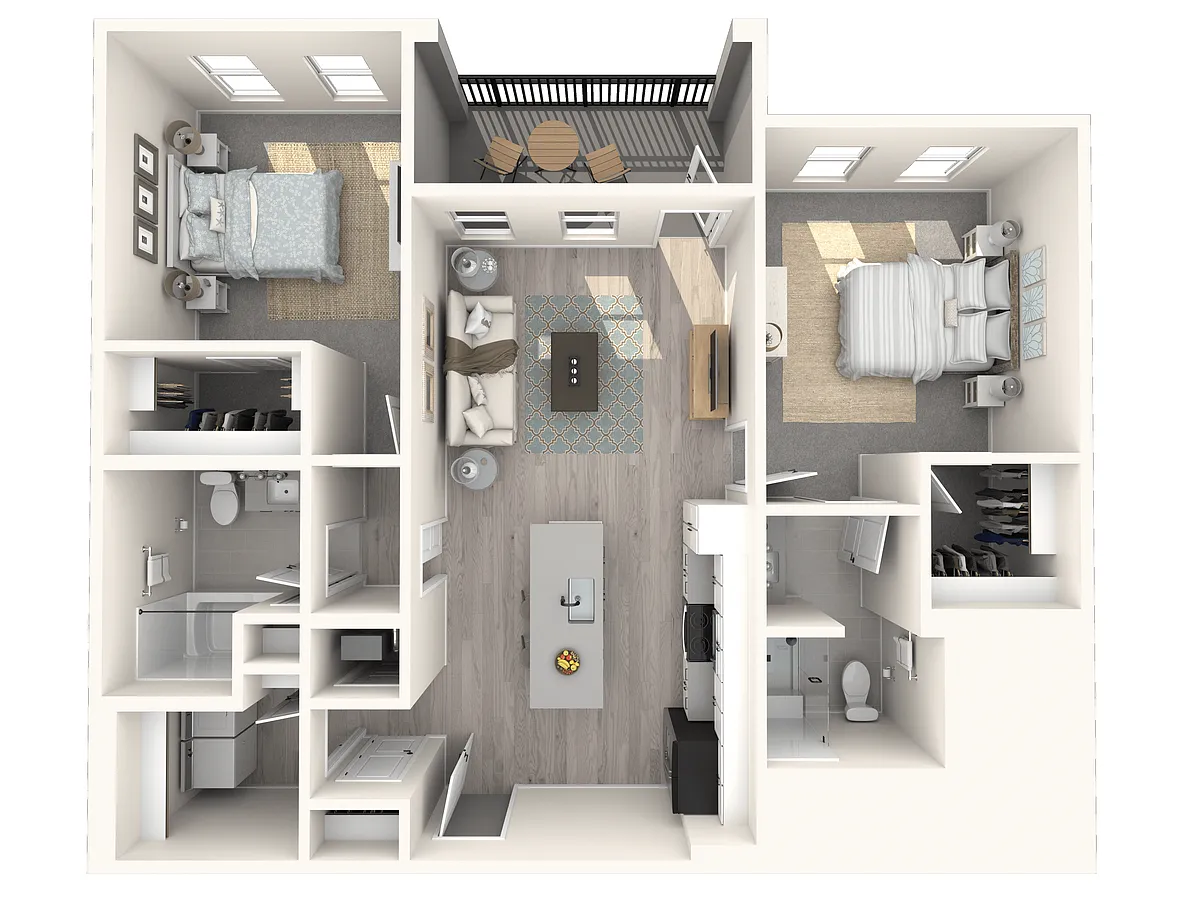 Floor plan 2 Bed/2 Bath-B1