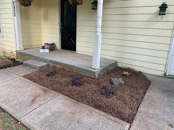 Freshly planted shrubs with new multh.