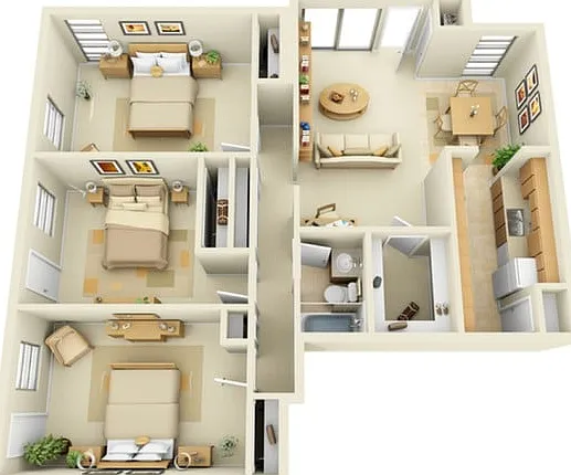 3 Bedroom 1 Bath with Porch 3 Bedroom 1 Bath with Porch