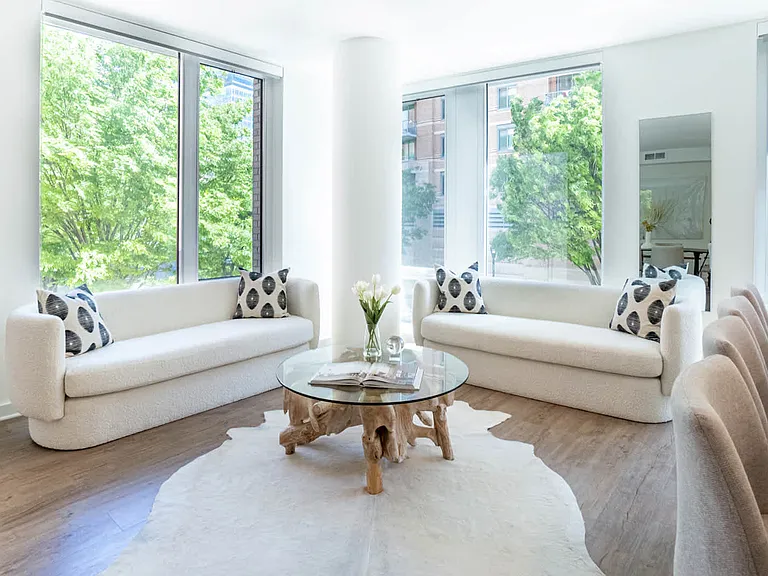Living Room with Hard Surface Flooring and Floor-to-Ceiling Windows