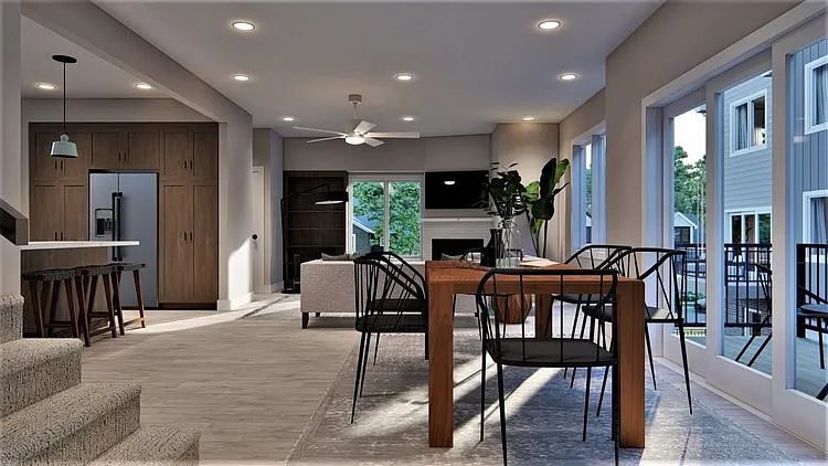 Open concept common area rendering for Lyric Townhomes.