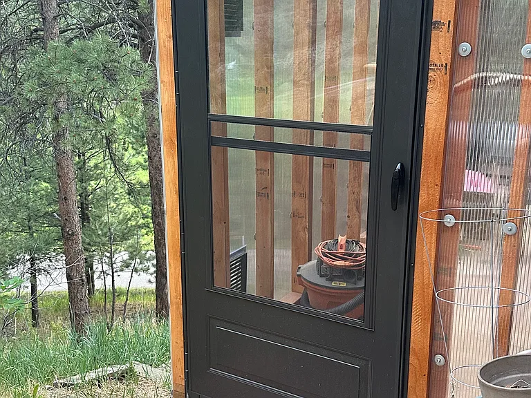 East-facing doorway into greenhouse