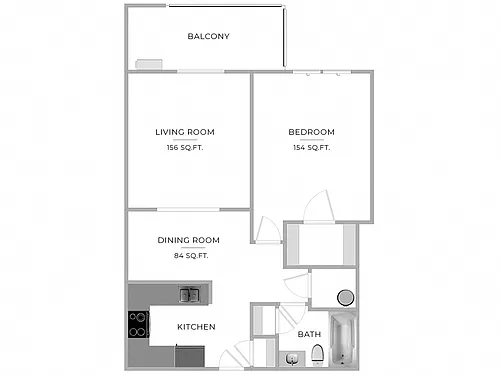 Floor plan 1 Bed/1 Bath-A1