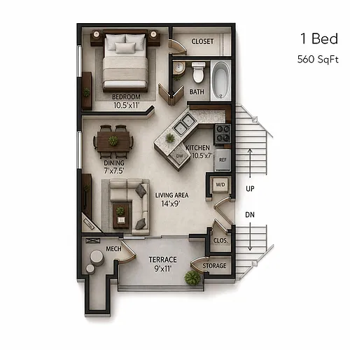 Floor plan 560 sqft- A1