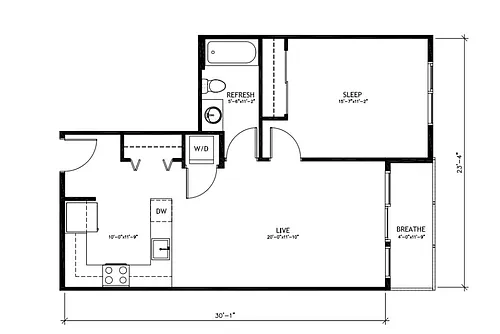 Floor plan 1X1 - B3