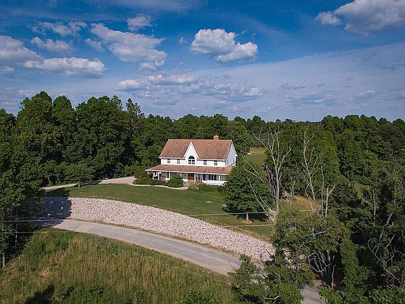 Aerial view of house front.