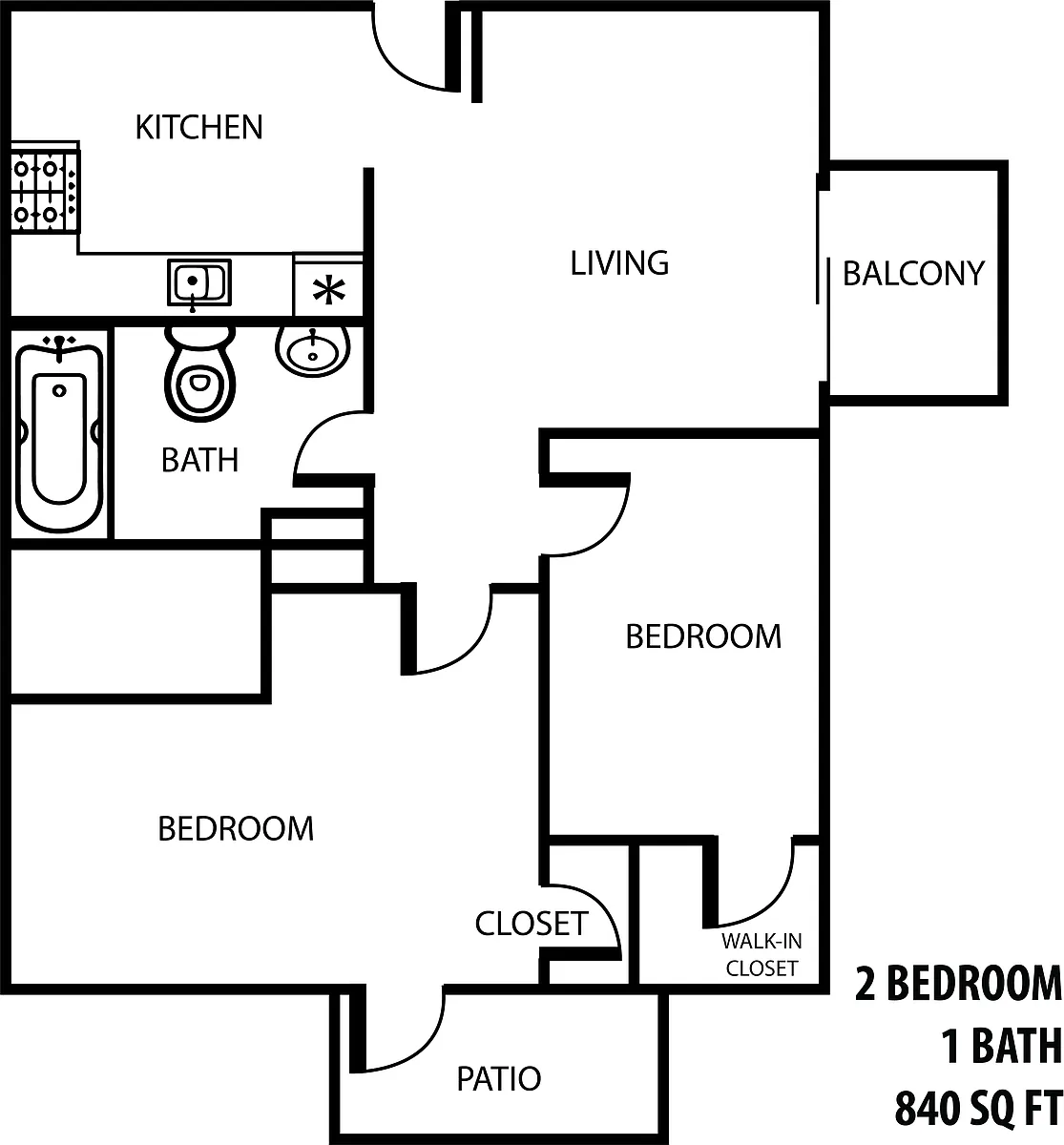 Floor plan 2 Bedrooms 1 Bath III