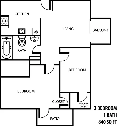 Floor plan 2 Bedrooms 1 Bath III