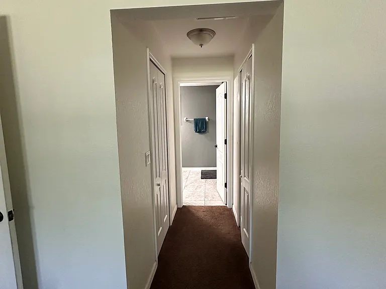 Looking into master bathroom