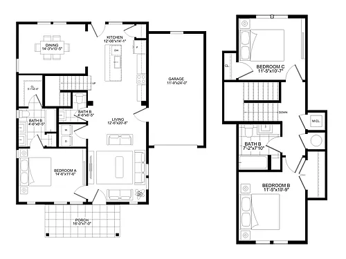 Floor plan 3br Cottage w/ Garage