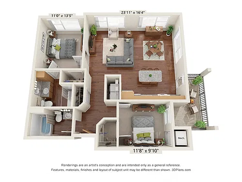 Floor plan Two Bedroom - B3