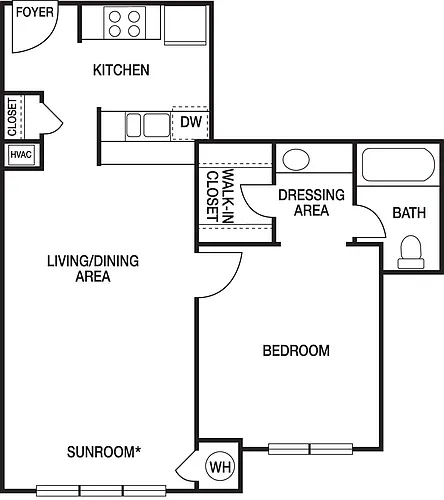 Floor plan 1x1C Renovated