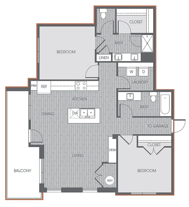 Floor plan Lovell w/ Attached Garage 2x2