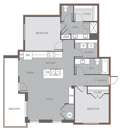 Floor plan Lovell w/ Attached Garage 2x2