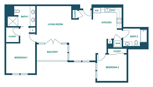 Floor plan 2Bed/2Bath R - Premium