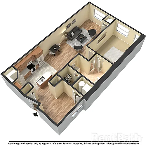 Floor plan 1X1 B