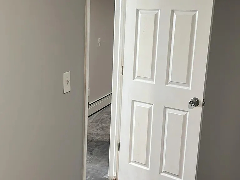 New wood plank flooring.