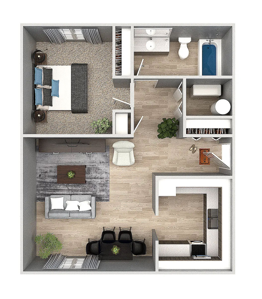 Floor plan 1 Bedroom 1 Bath