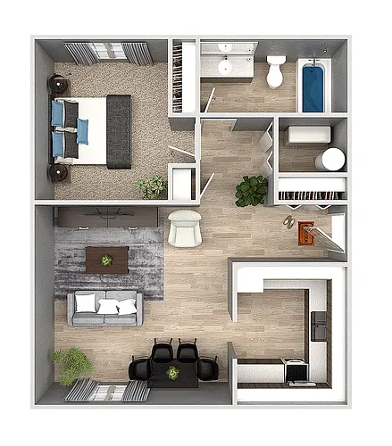 Floor plan 1 Bedroom 1 Bath